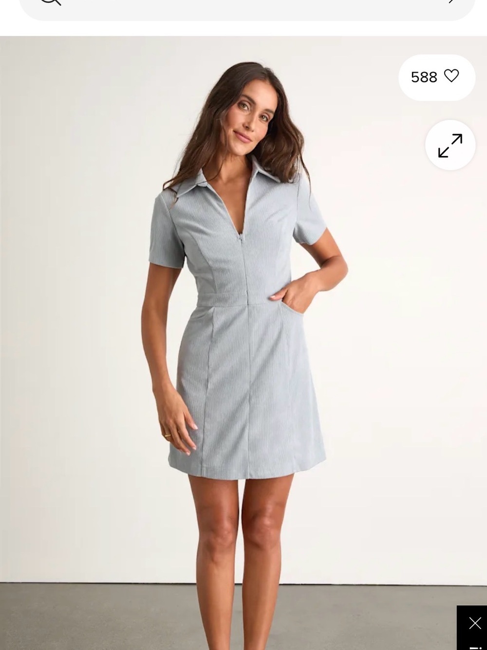 Lulu's Light Gray Short Sleeve Polo Dress